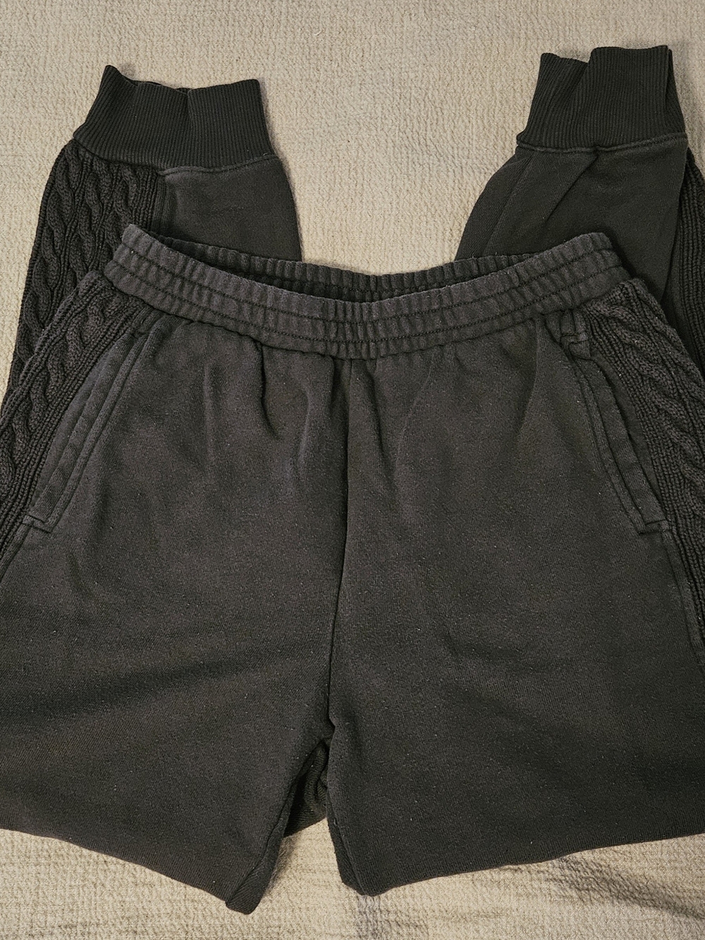 Aerie Cable-Knit Side Panel Pants Black Medium